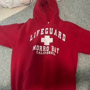 medium, lifeguard hoodie, red